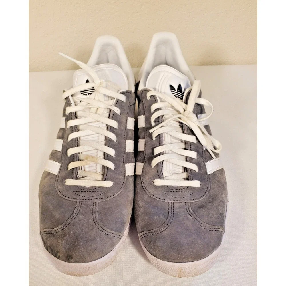 Adidas Originals Men's Gazelle Size 12 Gray White Shoes LVL 029002 Lace Up